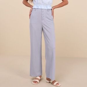 Lulus Instinctively Elevated Slate High-rise Button-fly Wide-leg Pants Grey